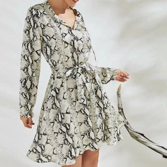 SHEIN | Women’s Snakeskin Print Belted Keyhole Neck Knot Dress Size Small - Picture 6 of 7